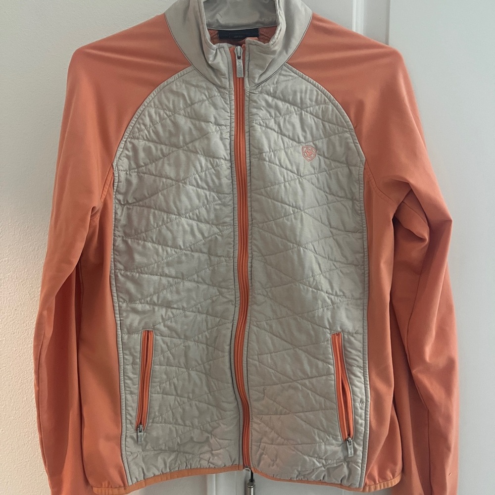 Ariat Quilted Jacket in Orange and grey